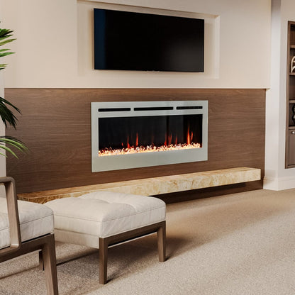 60 Inch Wall Mounted Fireplaces Recessed Fireplace 1800W White 5120BTU Electric Heaters - House Comfort