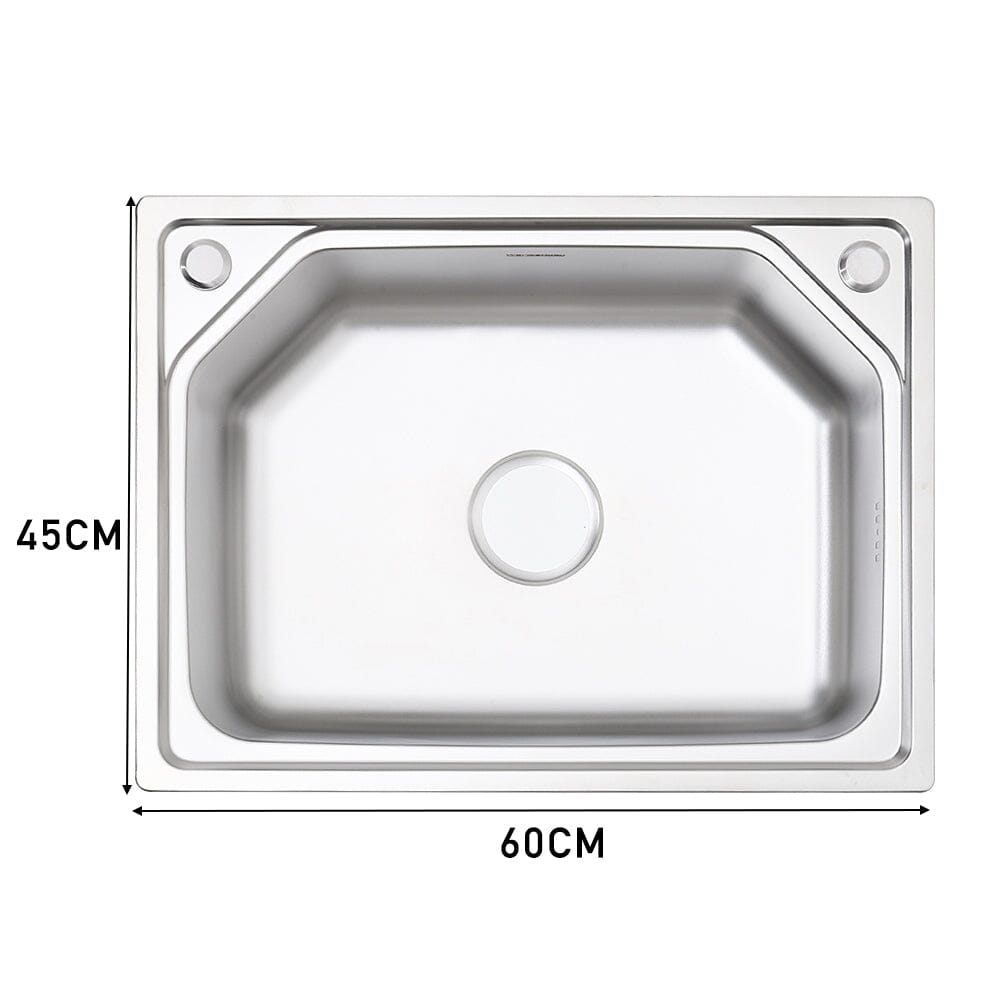 60/68cm W Stainless Steel Kitchen Sink Single Bowl Catering - House Comfort