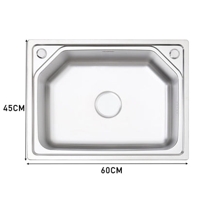 60/68cm W Stainless Steel Kitchen Sink Single Bowl Catering - House Comfort
