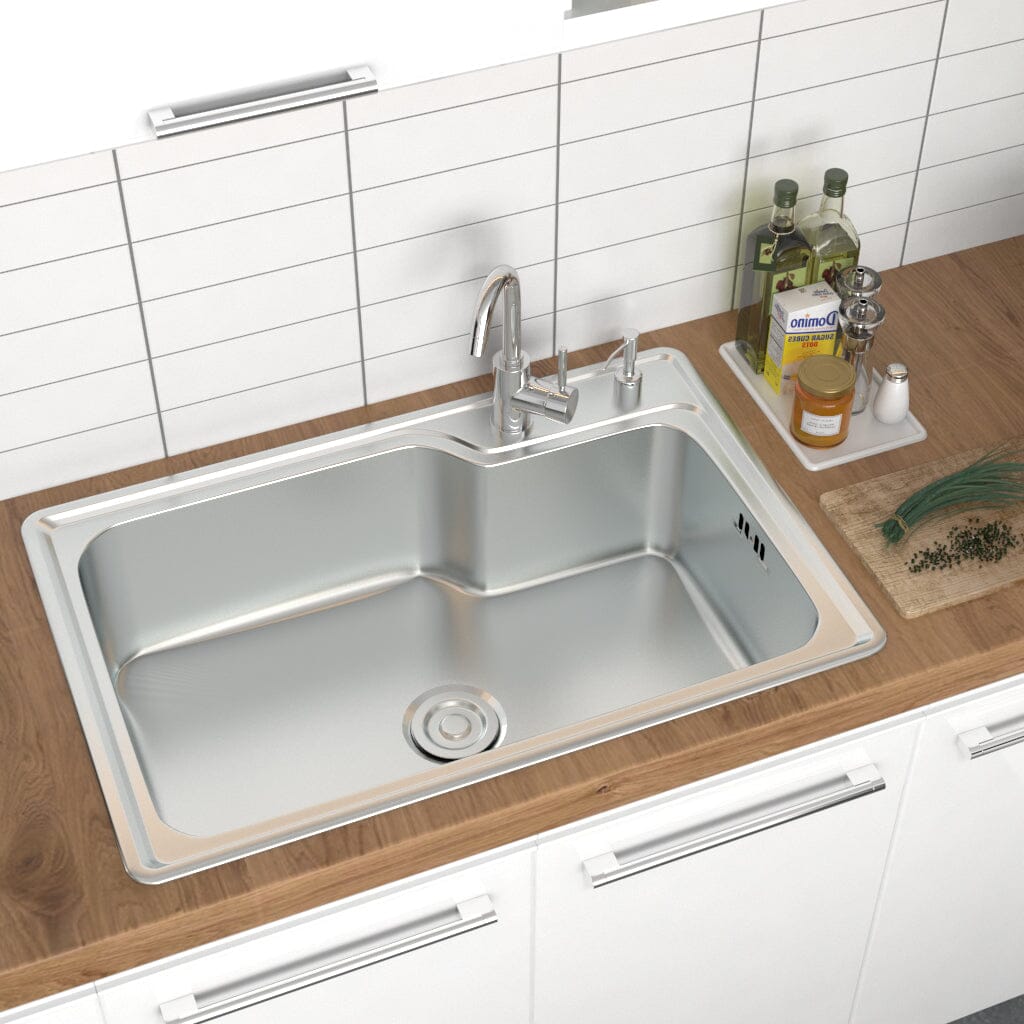 60/68cm W Stainless Steel Kitchen Sink Single Bowl Catering - House Comfort