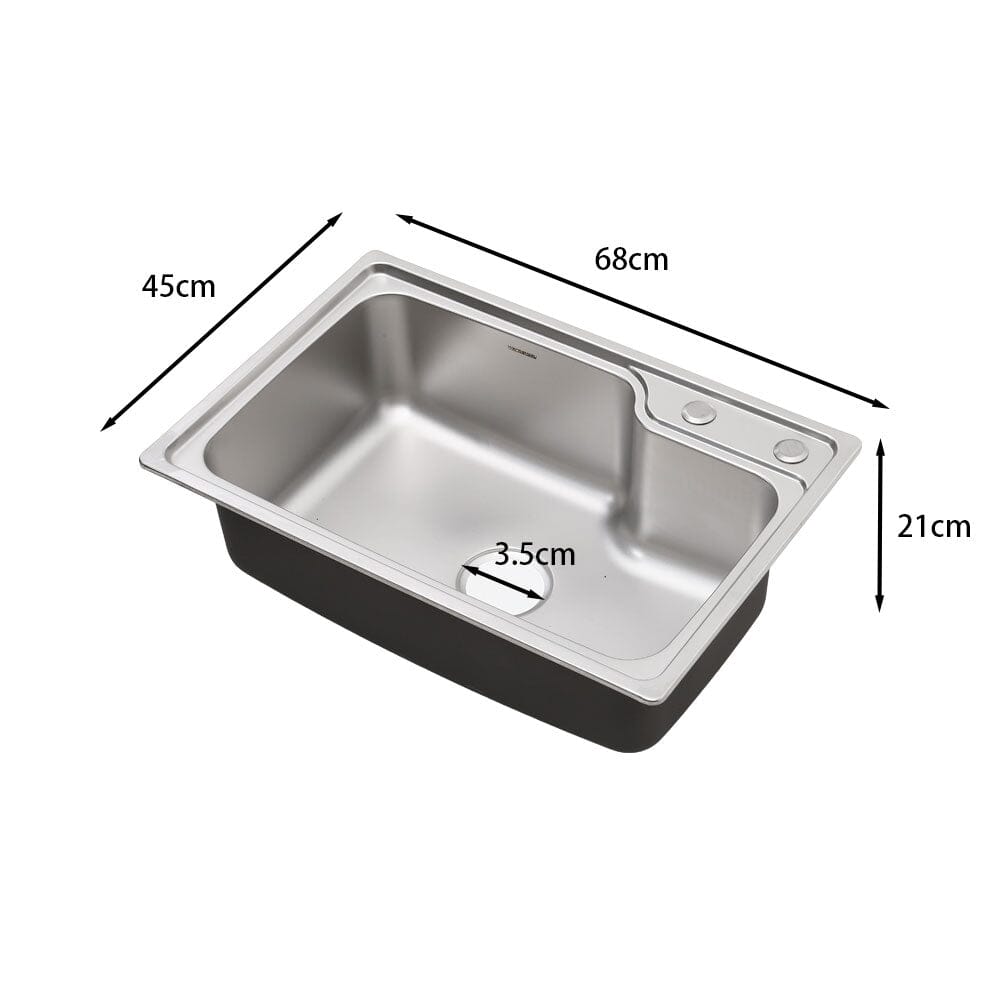 60/68cm W Stainless Steel Kitchen Sink Single Bowl Catering - House Comfort