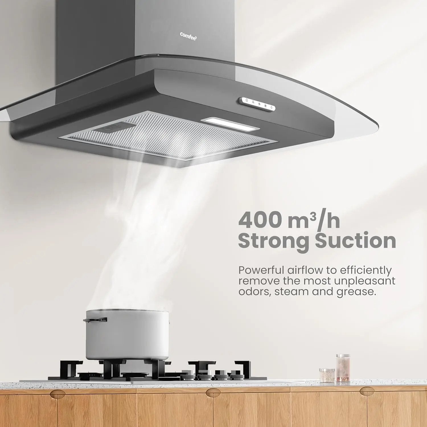 60cm Chimney Cooker Range Hood Kitchen Extractor with 3 - Speed Modes - House Comfort