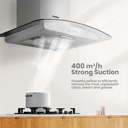 60cm Chimney Cooker Range Hood Kitchen Extractor with 3 - Speed Modes - House Comfort