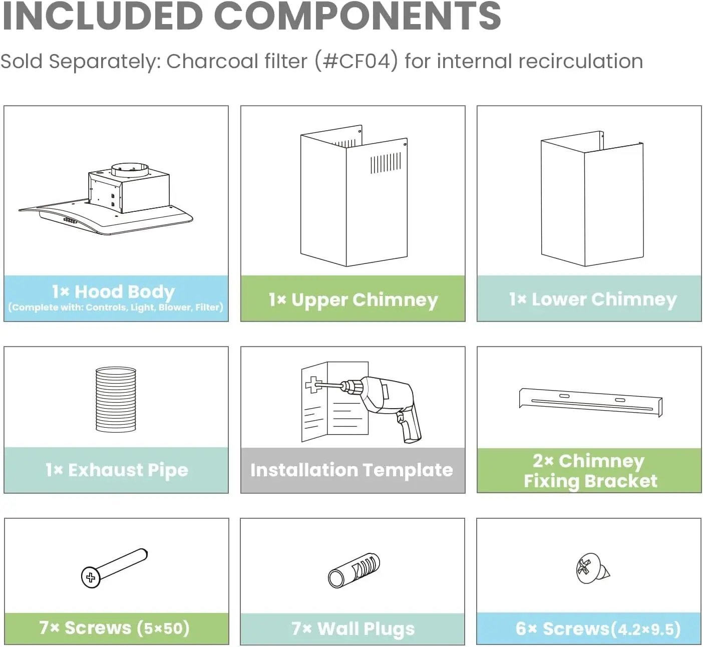 60cm Chimney Cooker Range Hood Kitchen Extractor with 3 - Speed Modes - House Comfort