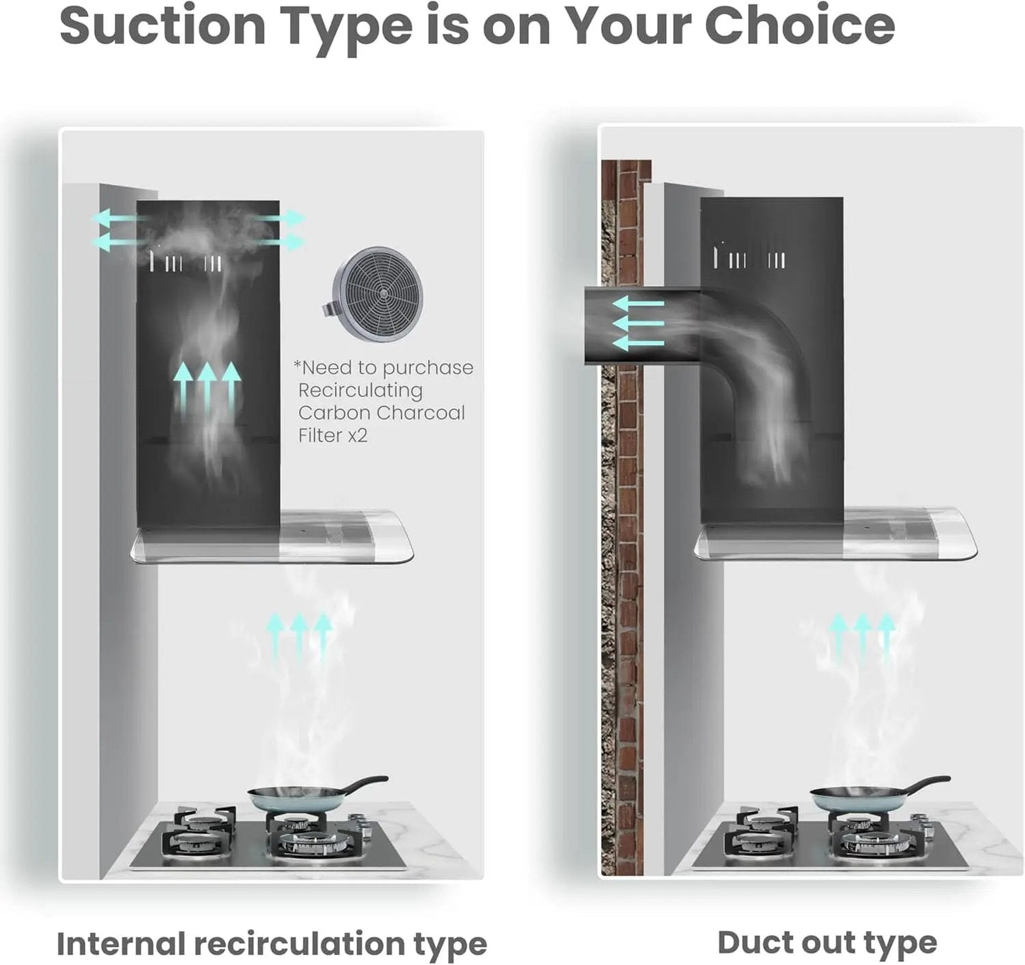 60cm Chimney Cooker Range Hood Kitchen Extractor with 3 - Speed Modes - House Comfort