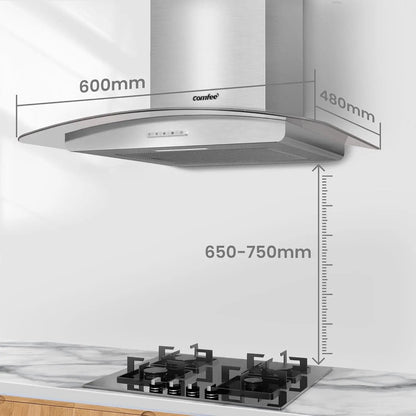 60cm Chimney Cooker Range Hood Kitchen Extractor with 3 - Speed Modes - House Comfort
