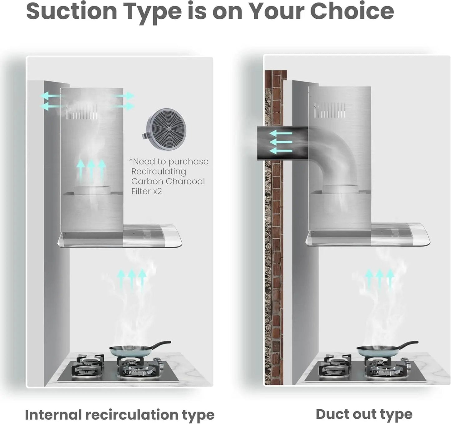 60cm Chimney Cooker Range Hood Kitchen Extractor with 3 - Speed Modes - House Comfort