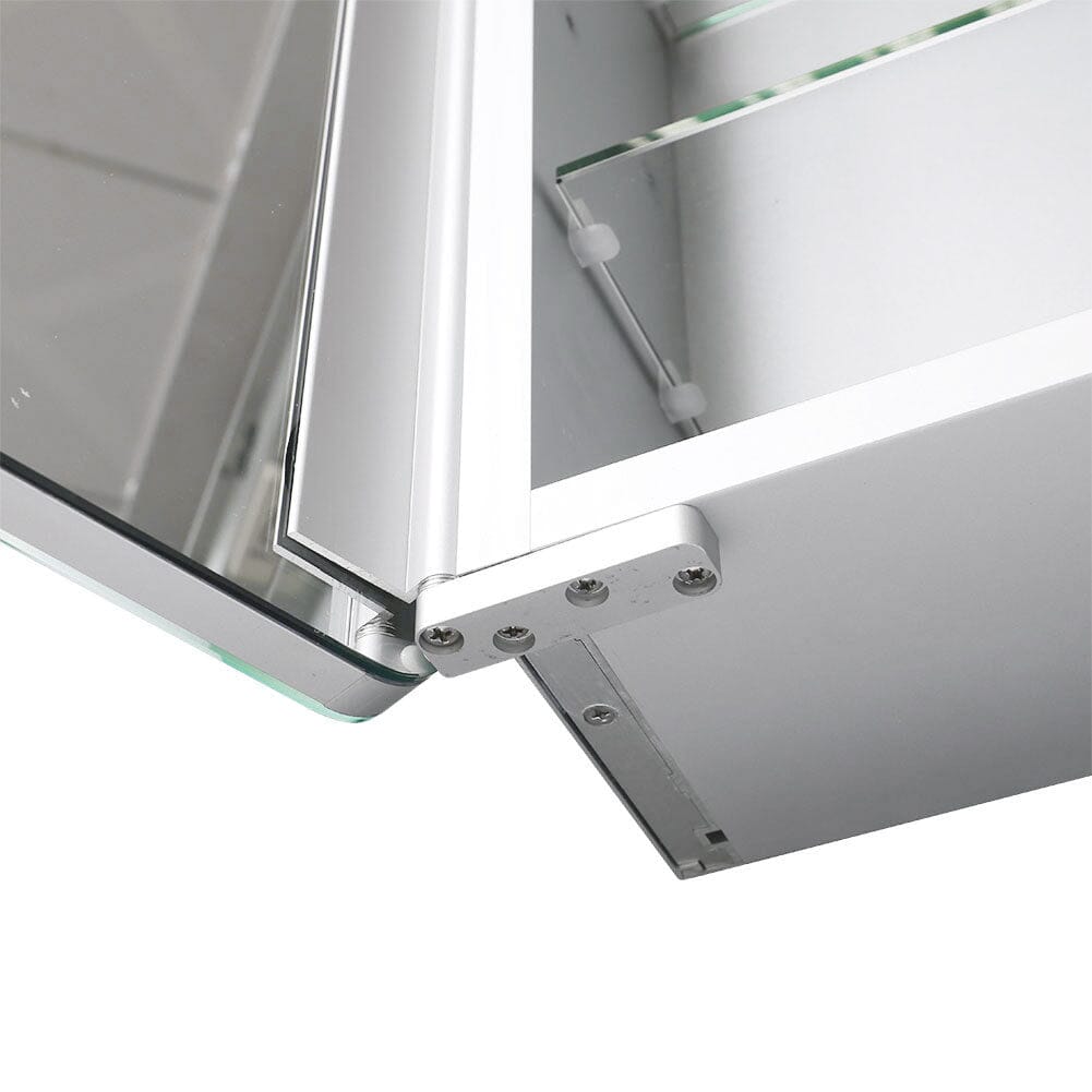 60cm H Double Door Anti - Fog Mirror Cabinet with Bluetooth and LED Light - House Comfort