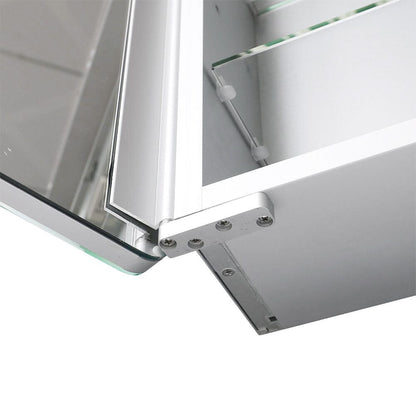 60cm H Double Door Anti - Fog Mirror Cabinet with Bluetooth and LED Light - House Comfort