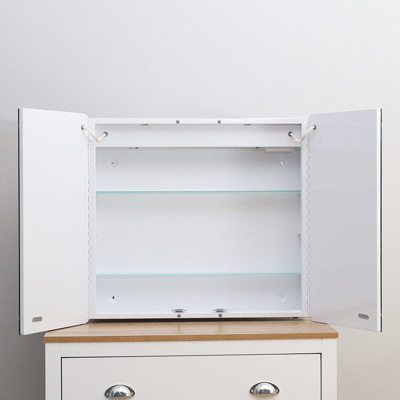 60cm H Double Door Anti - Fog Mirror Cabinet with Bluetooth and LED Light - House Comfort