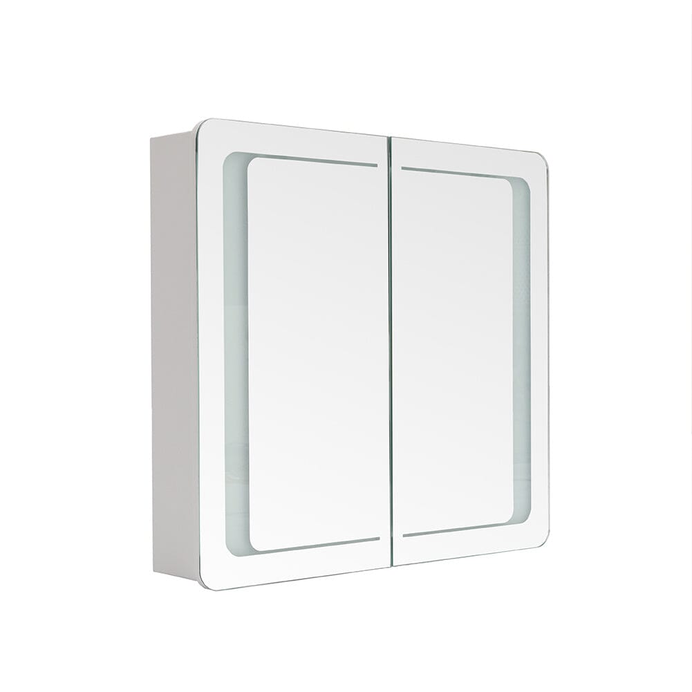 60cm H Double Door Anti - Fog Mirror Cabinet with Bluetooth and LED Light - House Comfort