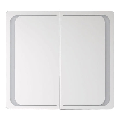 60cm H Double Door Anti - Fog Mirror Cabinet with Bluetooth and LED Light - House Comfort