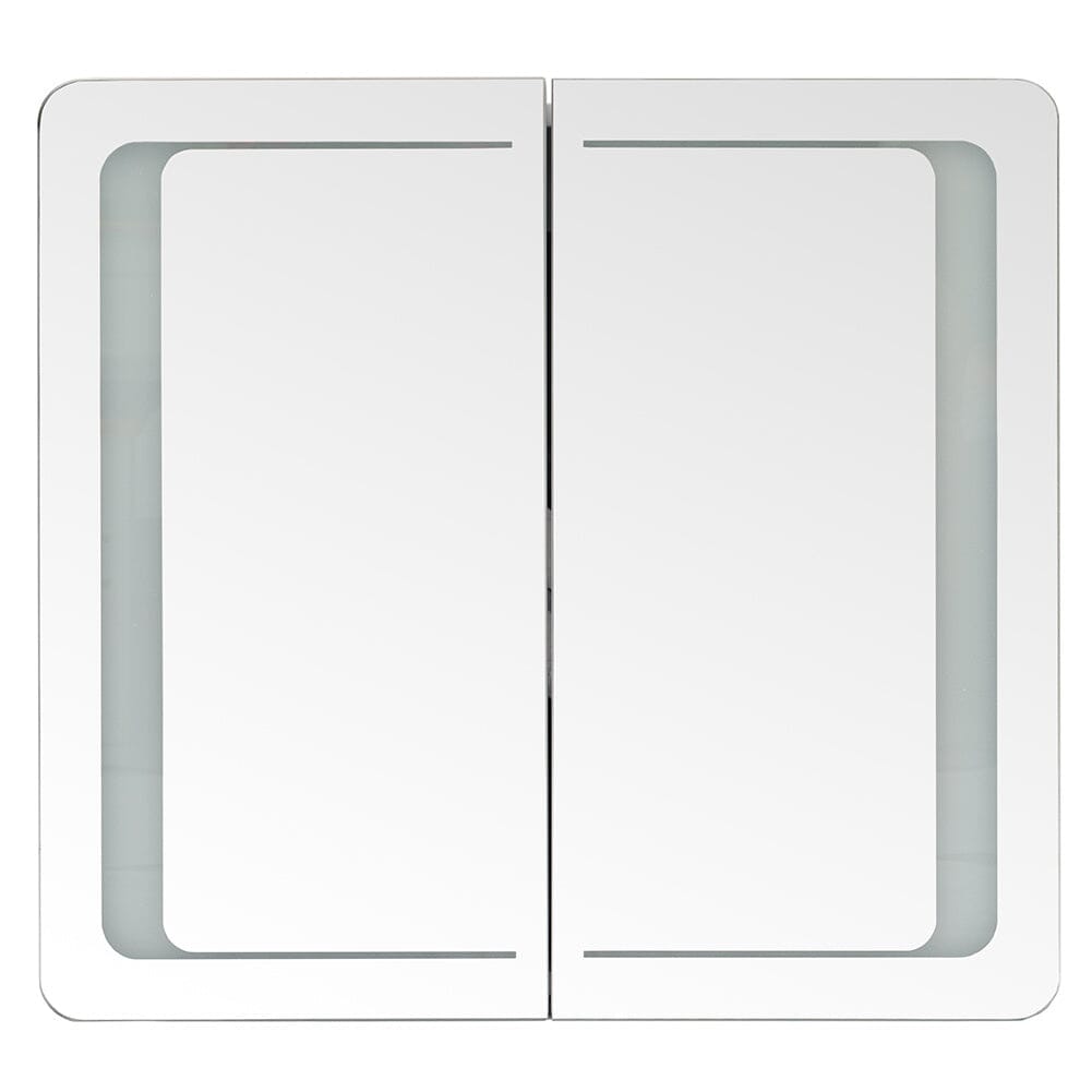 60cm H Double Door Anti - Fog Mirror Cabinet with Bluetooth and LED Light - House Comfort