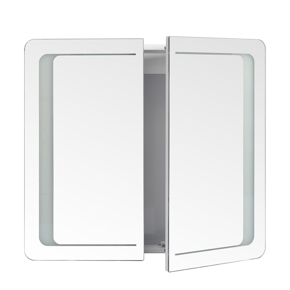 60cm H Double Door Anti - Fog Mirror Cabinet with Bluetooth and LED Light - House Comfort