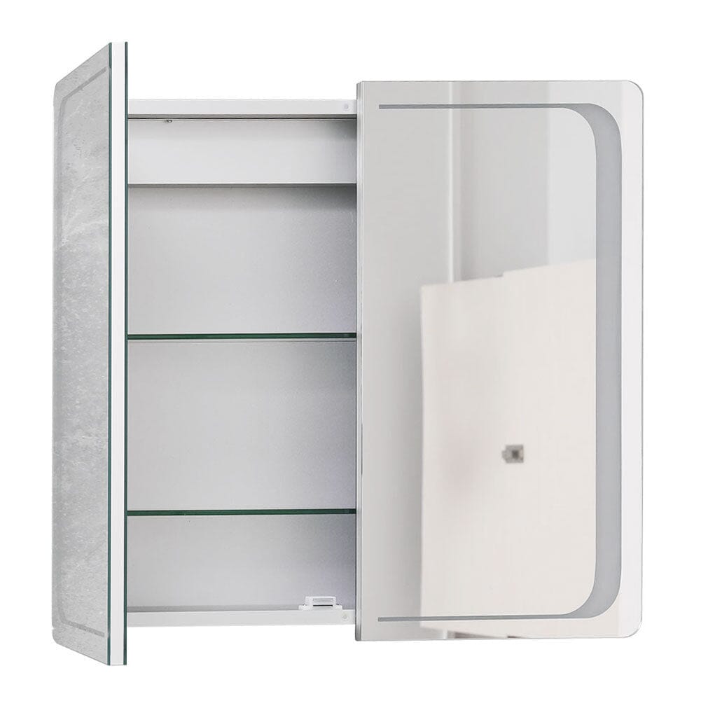 60cm H Double Door Anti - Fog Mirror Cabinet with Bluetooth and LED Light - House Comfort