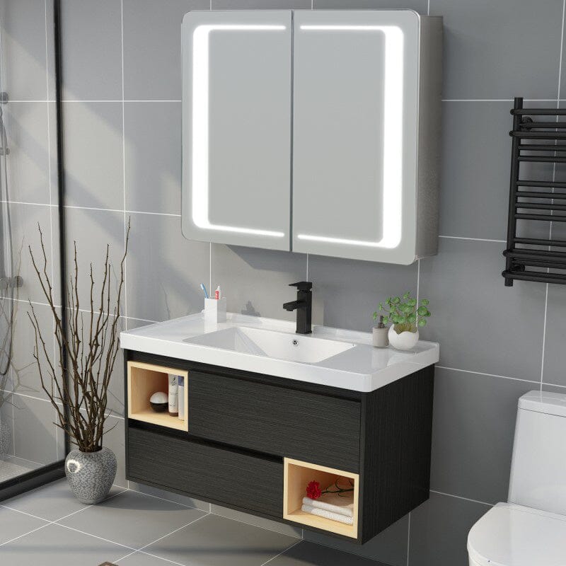 60cm H Double Door Anti - Fog Mirror Cabinet with Bluetooth and LED Light - House Comfort
