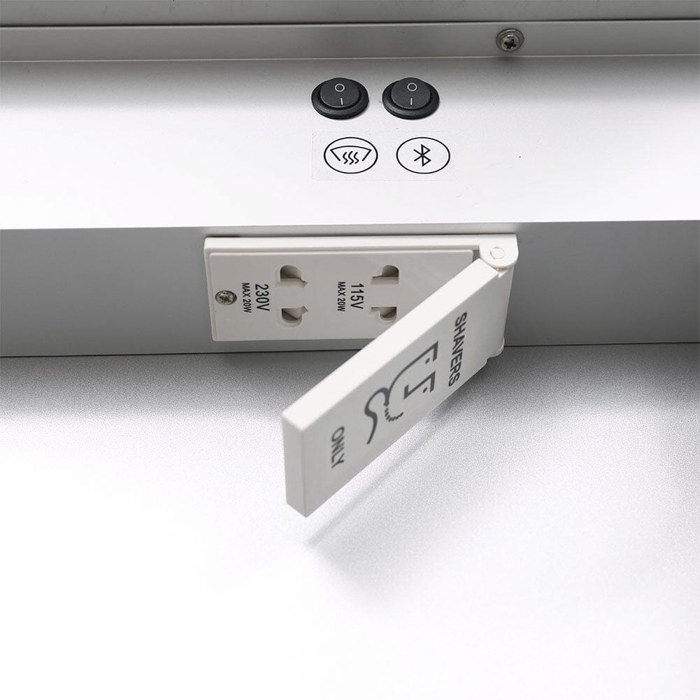 60cm H Double Door Anti - Fog Mirror Cabinet with Bluetooth and LED Light - House Comfort