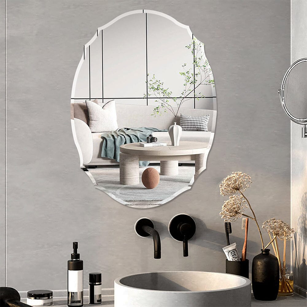 60cm H Ellipse Wall Mounted Mirror with Beveled Edge - House Comfort