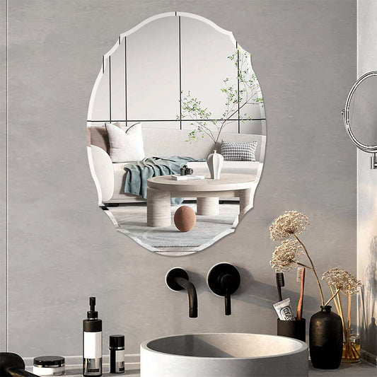 60cm H Ellipse Wall Mounted Mirror with Beveled Edge - House Comfort