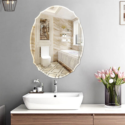 60cm H Ellipse Wall Mounted Mirror with Beveled Edge - House Comfort