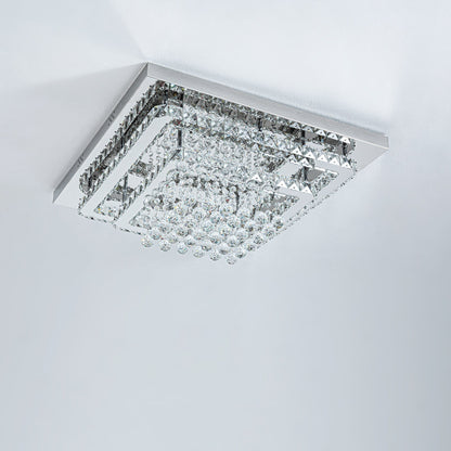 60cm W Double - Layer LED Ceiling Light Fixture with Crystal Drops - House Comfort