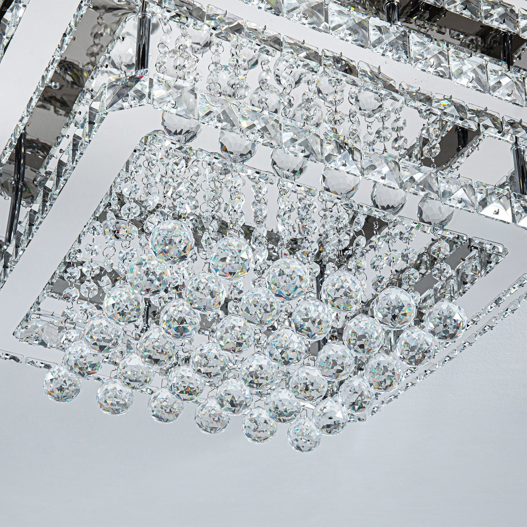 60cm W Double - Layer LED Ceiling Light Fixture with Crystal Drops - House Comfort