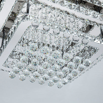 60cm W Double - Layer LED Ceiling Light Fixture with Crystal Drops - House Comfort