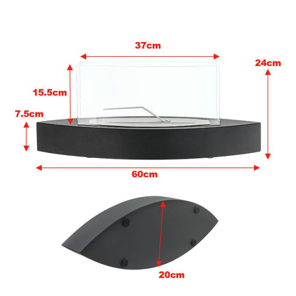 60cm Wide Black Tabletop Bio - Ethanol Fireplace with Flame Guard - House Comfort