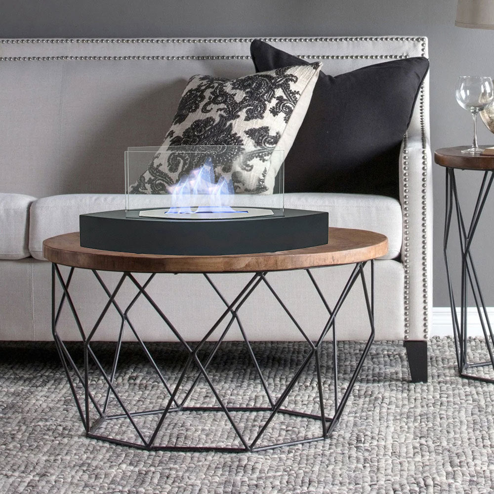 60cm Wide Black Tabletop Bio - Ethanol Fireplace with Flame Guard - House Comfort