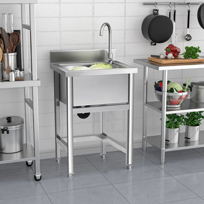 60X60CM W Commercial Kitchen Sink Stainless Steel Wash Basin - House Comfort