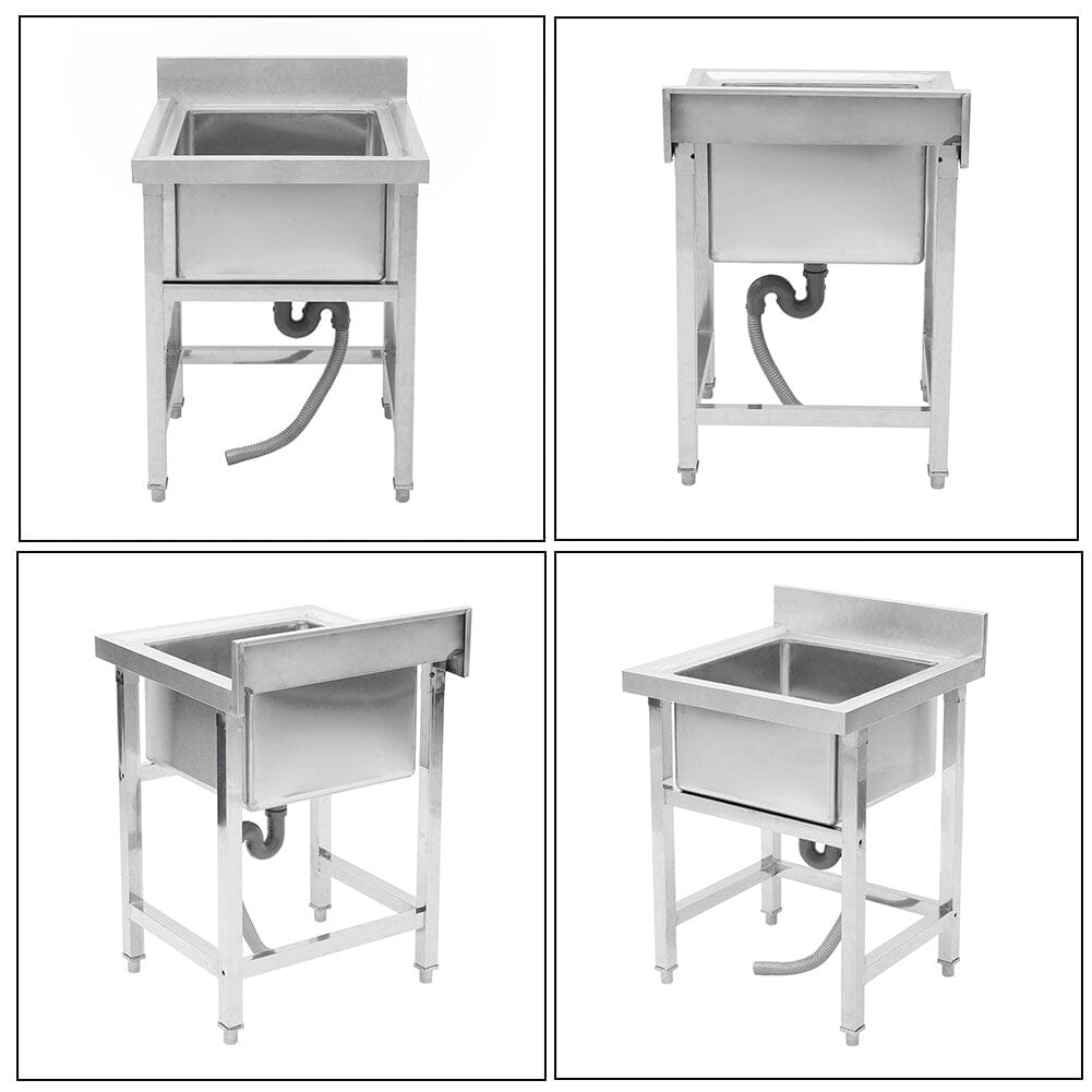 60X60CM W Commercial Kitchen Sink Stainless Steel Wash Basin - House Comfort