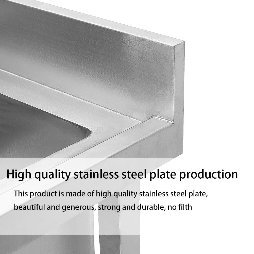 60X60CM W Commercial Kitchen Sink Stainless Steel Wash Basin - House Comfort