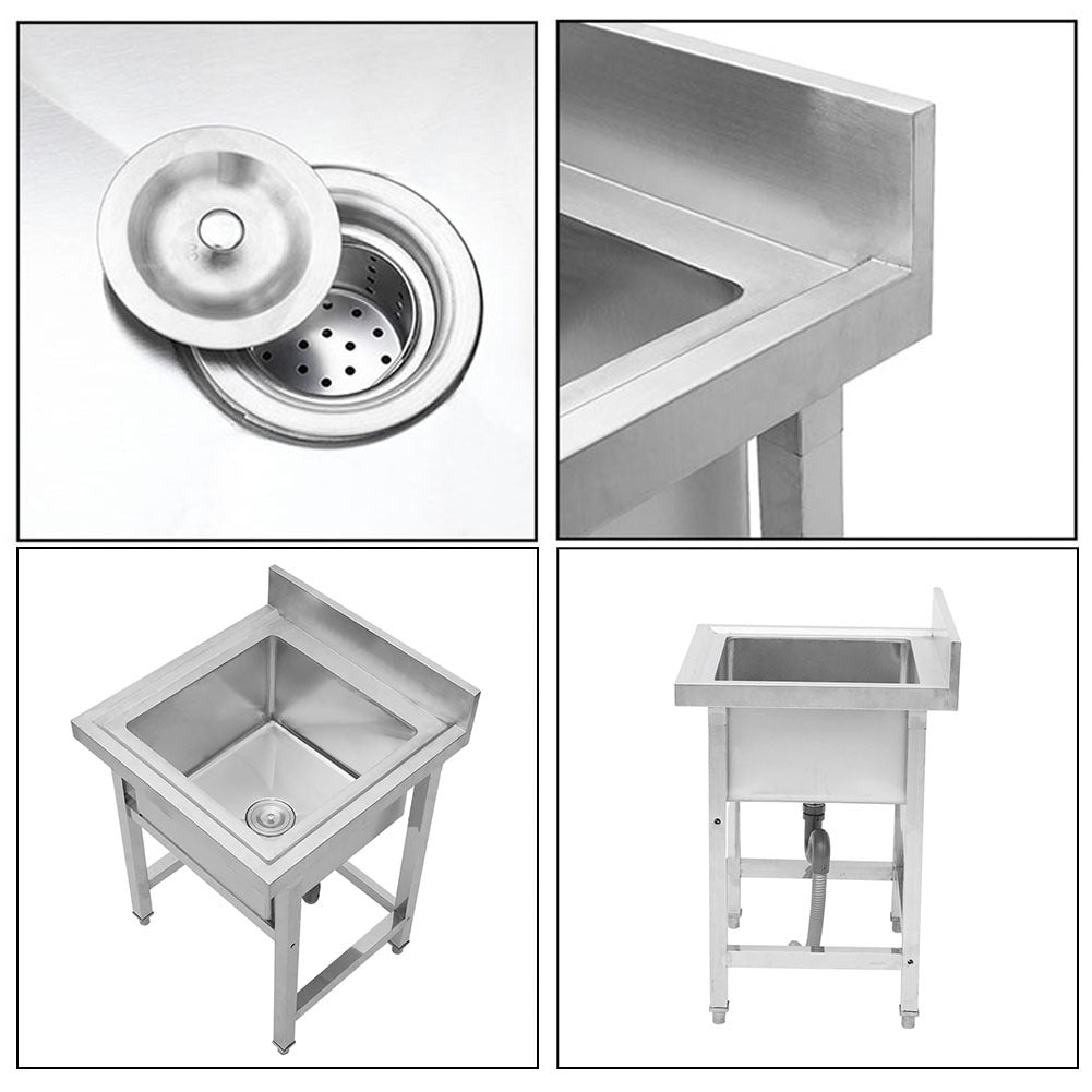 60X60cm W Commercial Kitchen Sink Stainless Steel Wash Basin - House Comfort