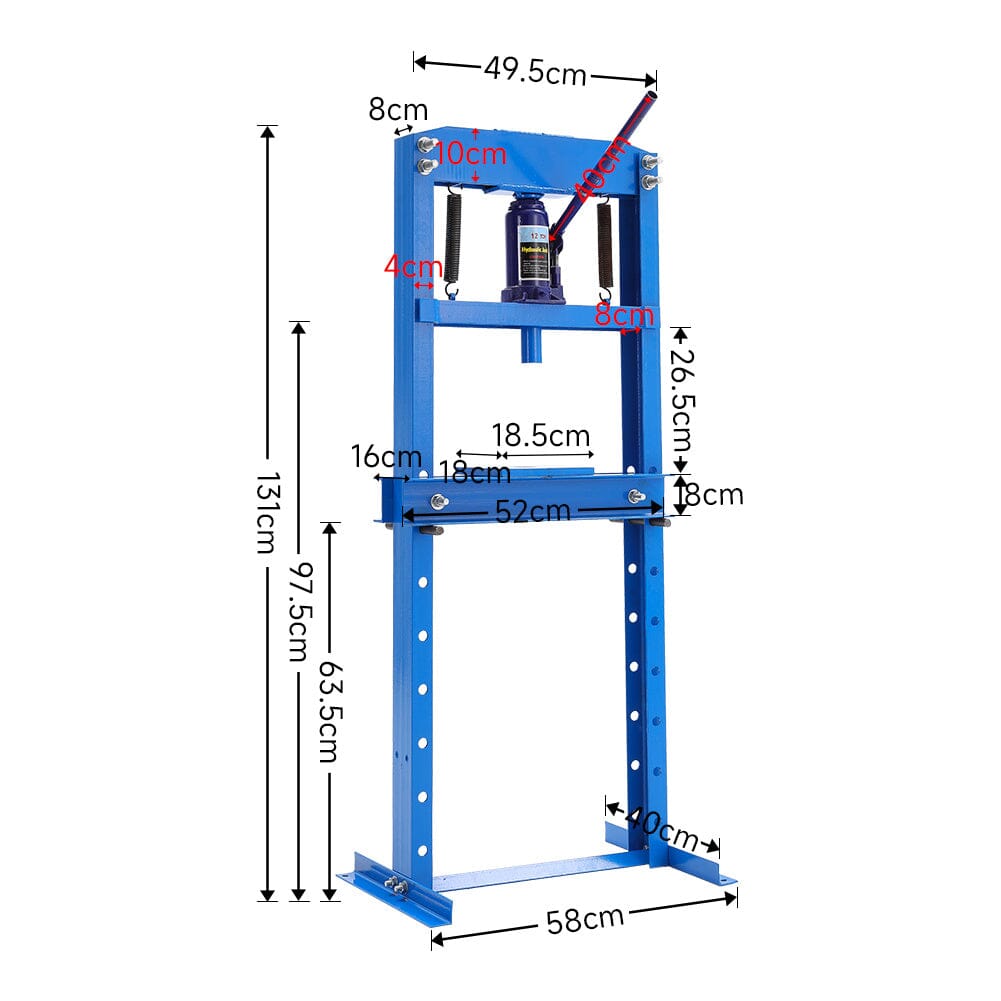6/12/20Ton Blue Hydraulic Shop Press with Press Plates - House Comfort