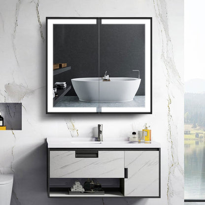 65*60cm LED Mirror Cabinet with Bluetooth Double Door - House Comfort