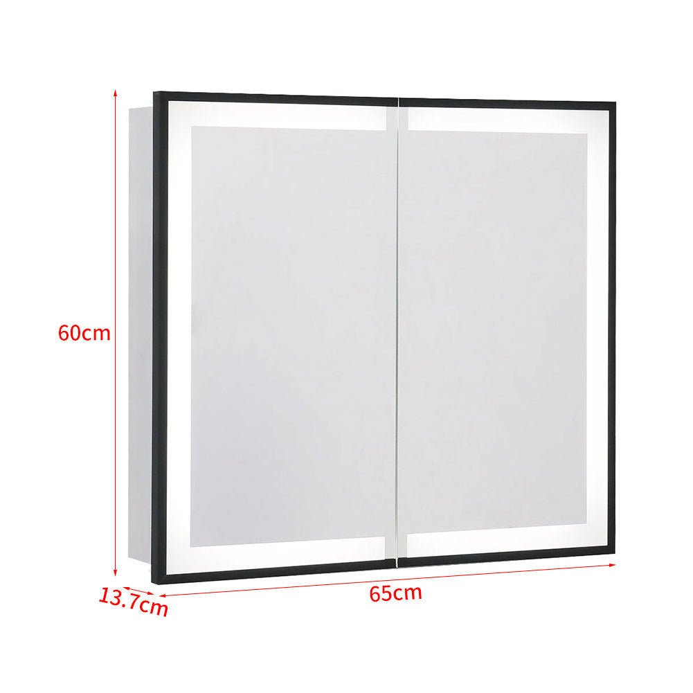 65*60cm LED Mirror Cabinet with Bluetooth Double Door - House Comfort