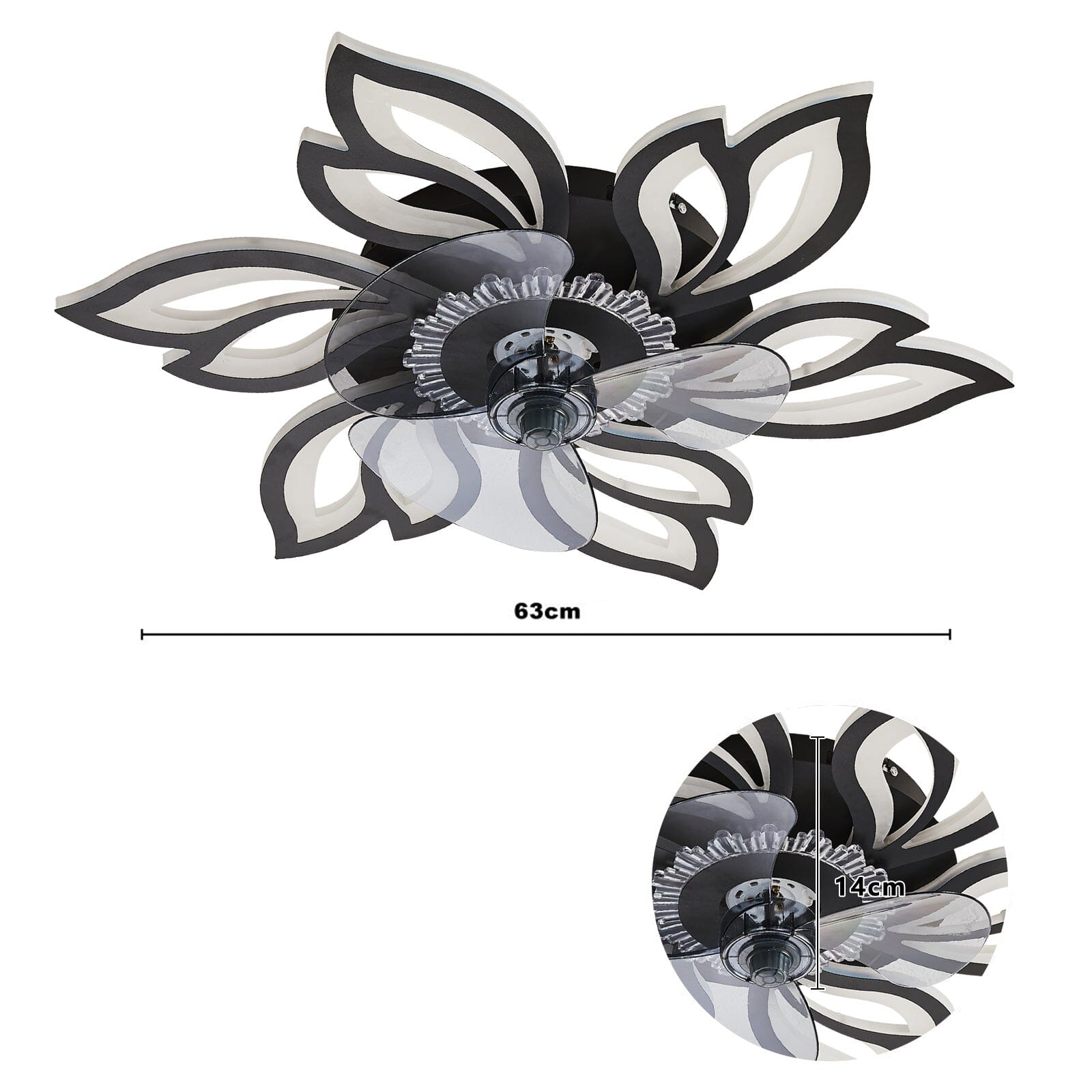 65cm Dia. Modern Flower Shape Ceiling Fan with Light - House Comfort