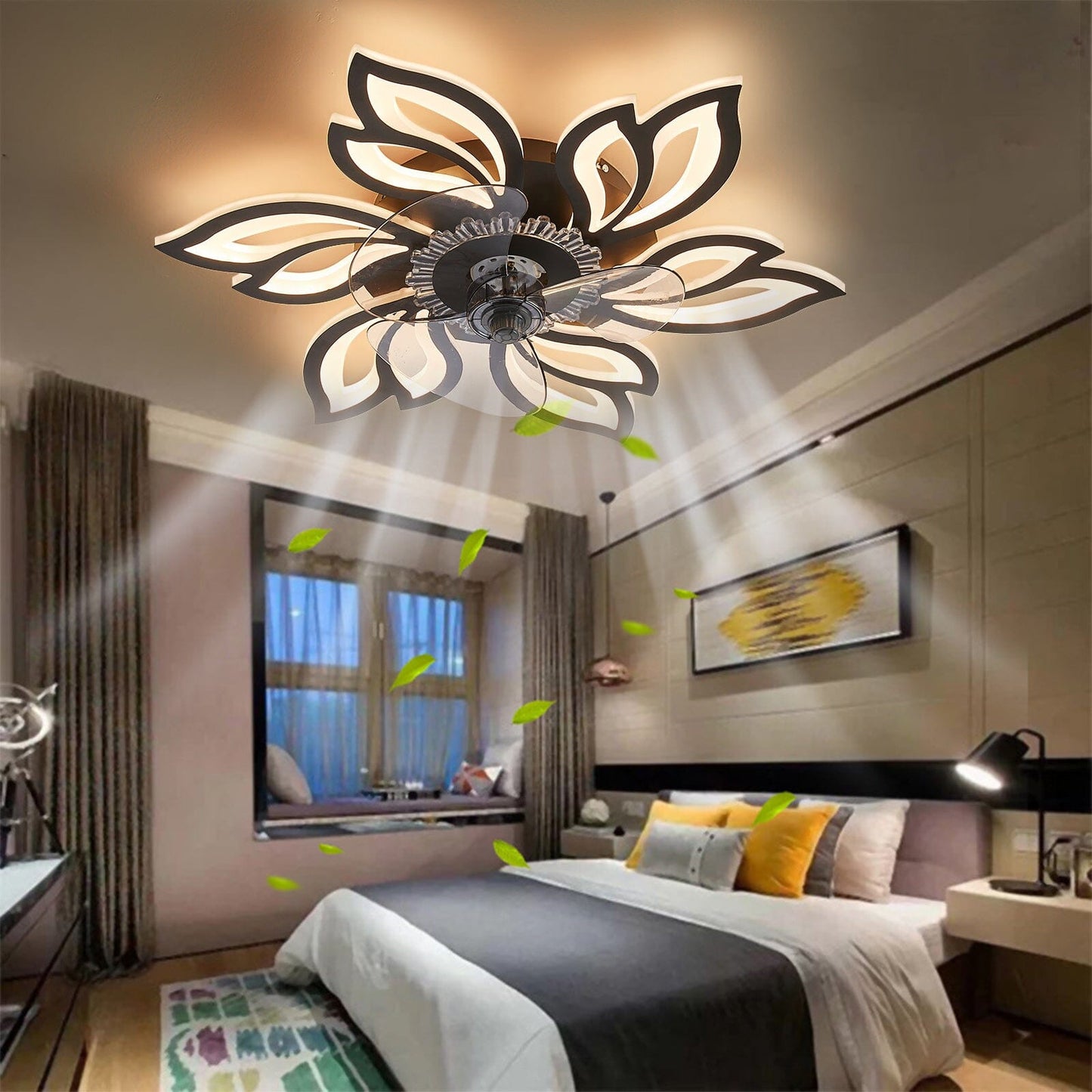 65cm Dia. Modern Flower Shape Ceiling Fan with Light - House Comfort