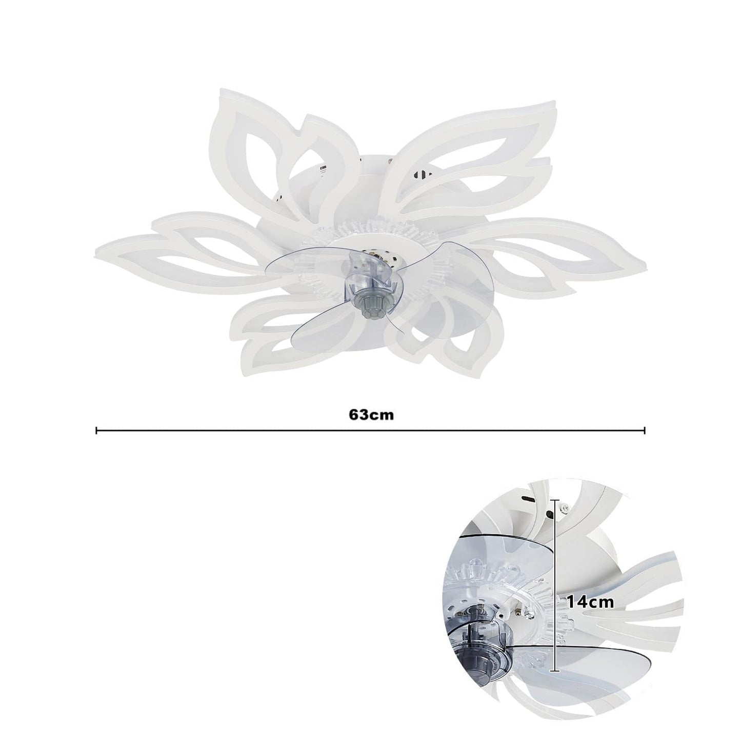 65cm Dia. Modern Flower Shape Ceiling Fan with Light - House Comfort