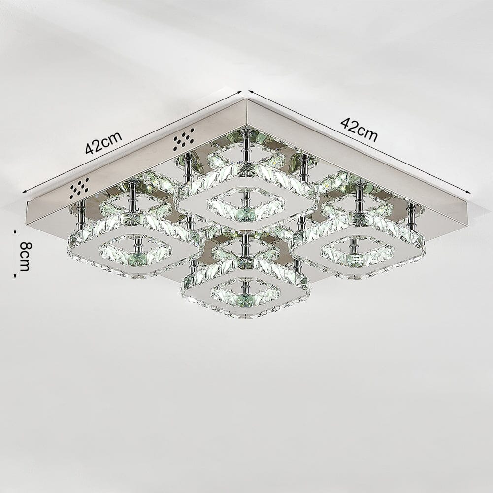 68 W Square LED Ceiling Light with Crystal Dimmable Warm Light - House Comfort