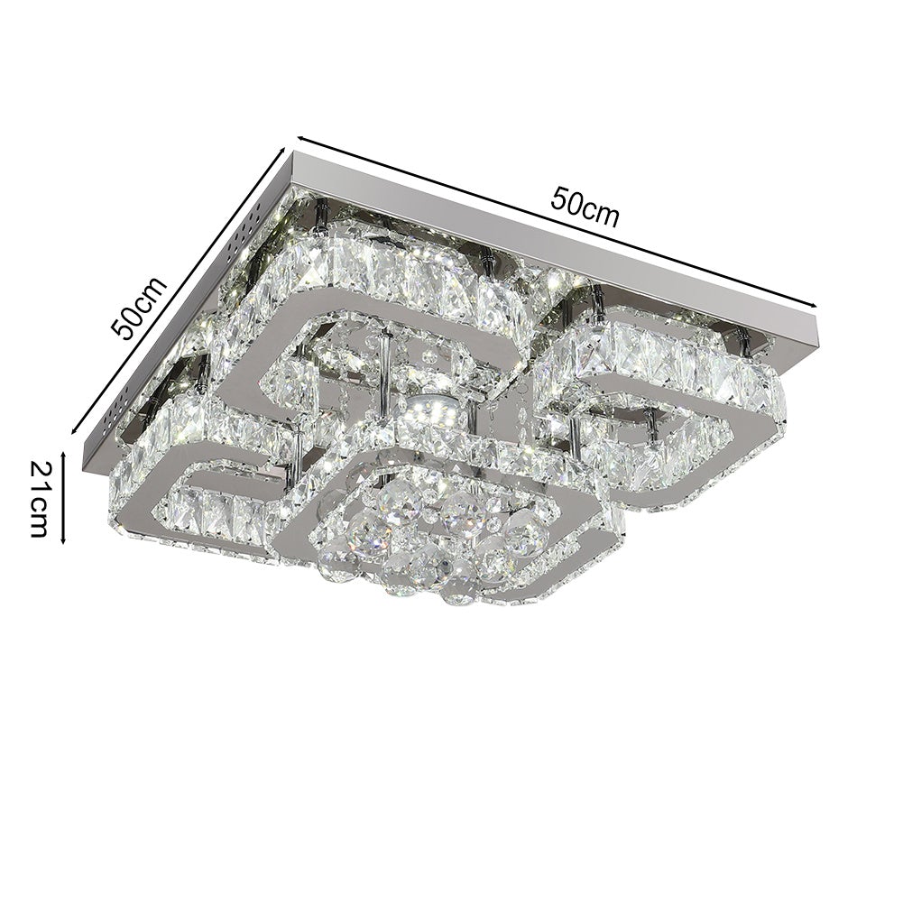 68 W Square LED Ceiling Light with Crystal Dimmable Warm Light - House Comfort