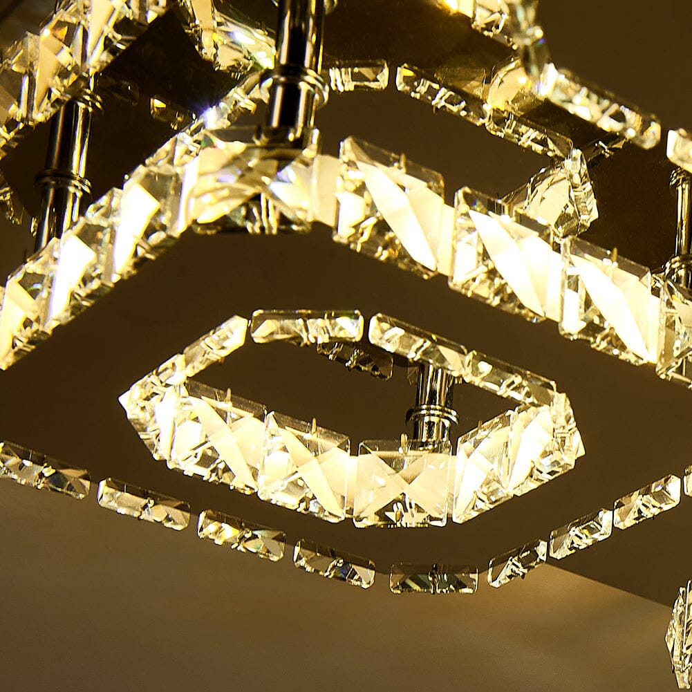 68 W Square LED Ceiling Light with Crystal Dimmable Warm Light - House Comfort