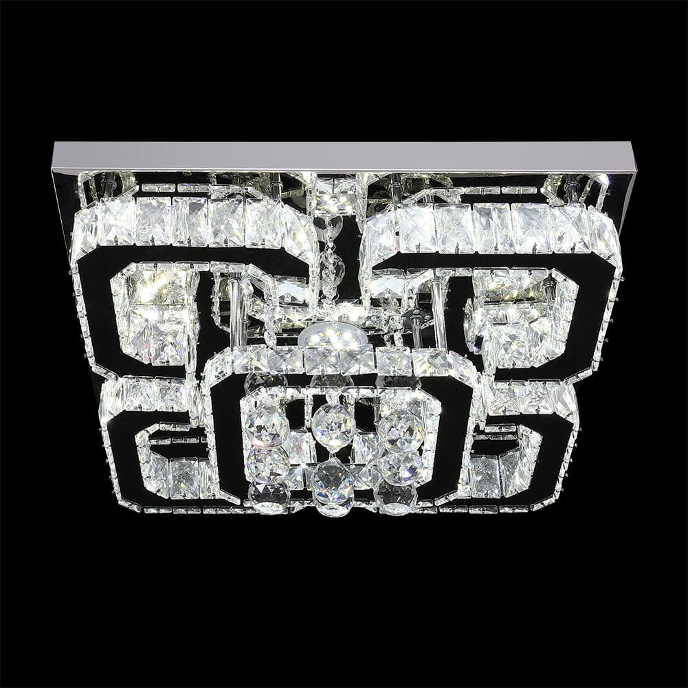 68 W Square LED Ceiling Light with Crystal Dimmable Warm Light - House Comfort