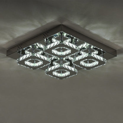 68 W Square LED Ceiling Light with Crystal Dimmable Warm Light - House Comfort