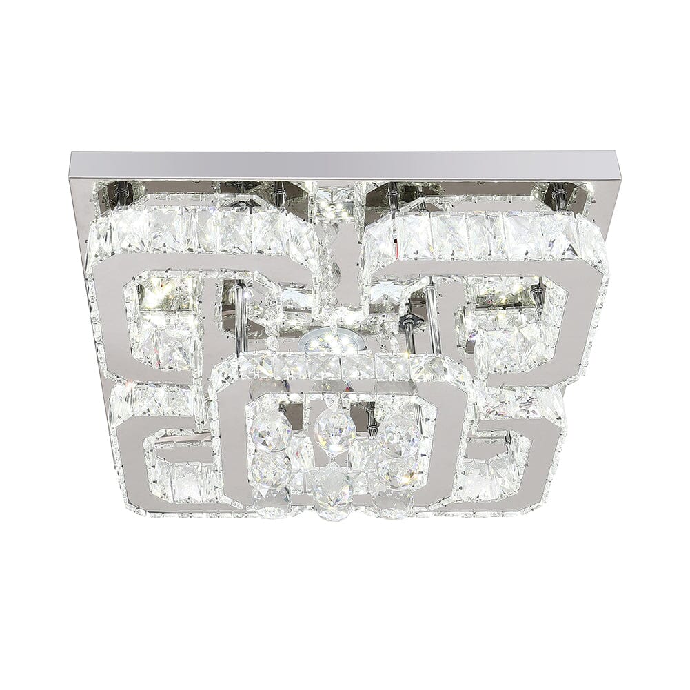 68 W Square LED Ceiling Light with Crystal Dimmable Warm Light - House Comfort