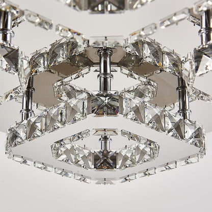 68 W Square LED Ceiling Light with Crystal Dimmable Warm Light - House Comfort