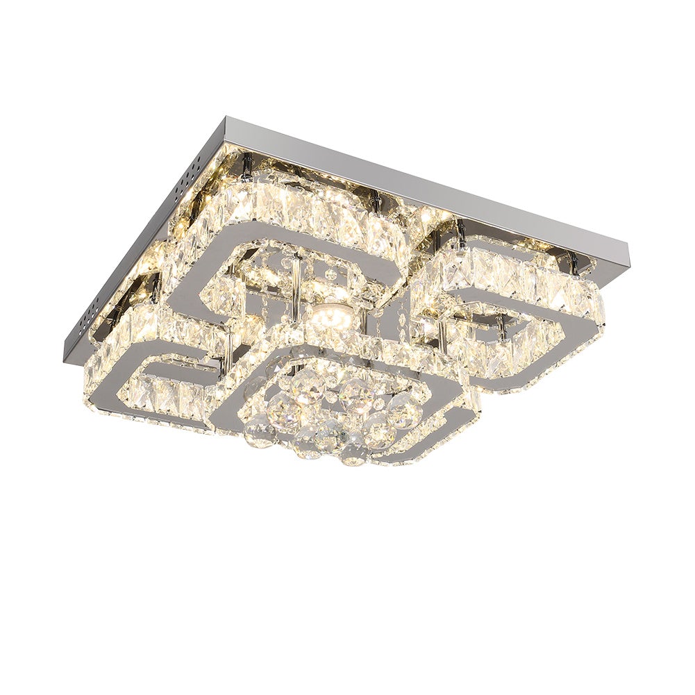68 W Square LED Ceiling Light with Crystal Dimmable Warm Light - House Comfort