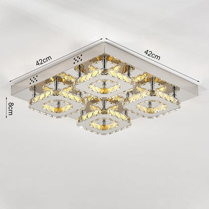 68 W Square LED Ceiling Light with Crystal Dimmable Warm Light - House Comfort