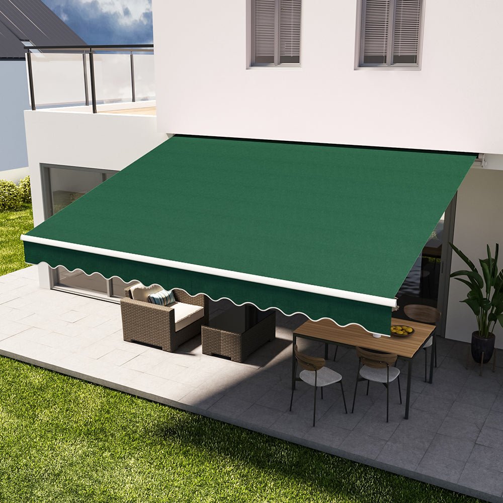 6ft/ 8ft/ 9ft/ 11ft/ 13ft Outdoor Retractable Patio Awning Canopy for Window and Door Green - House Comfort