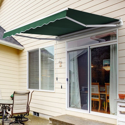 6ft/ 8ft/ 9ft/ 11ft/ 13ft Outdoor Retractable Patio Awning Canopy for Window and Door Green - House Comfort